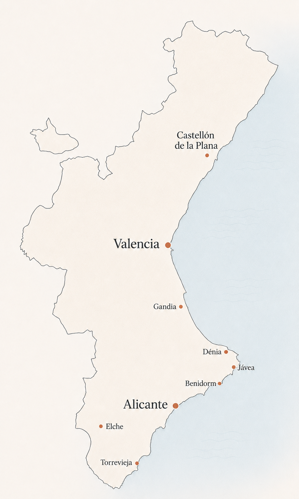Carte de la Communauté valencienne – agence immobilière francophone Melya Group